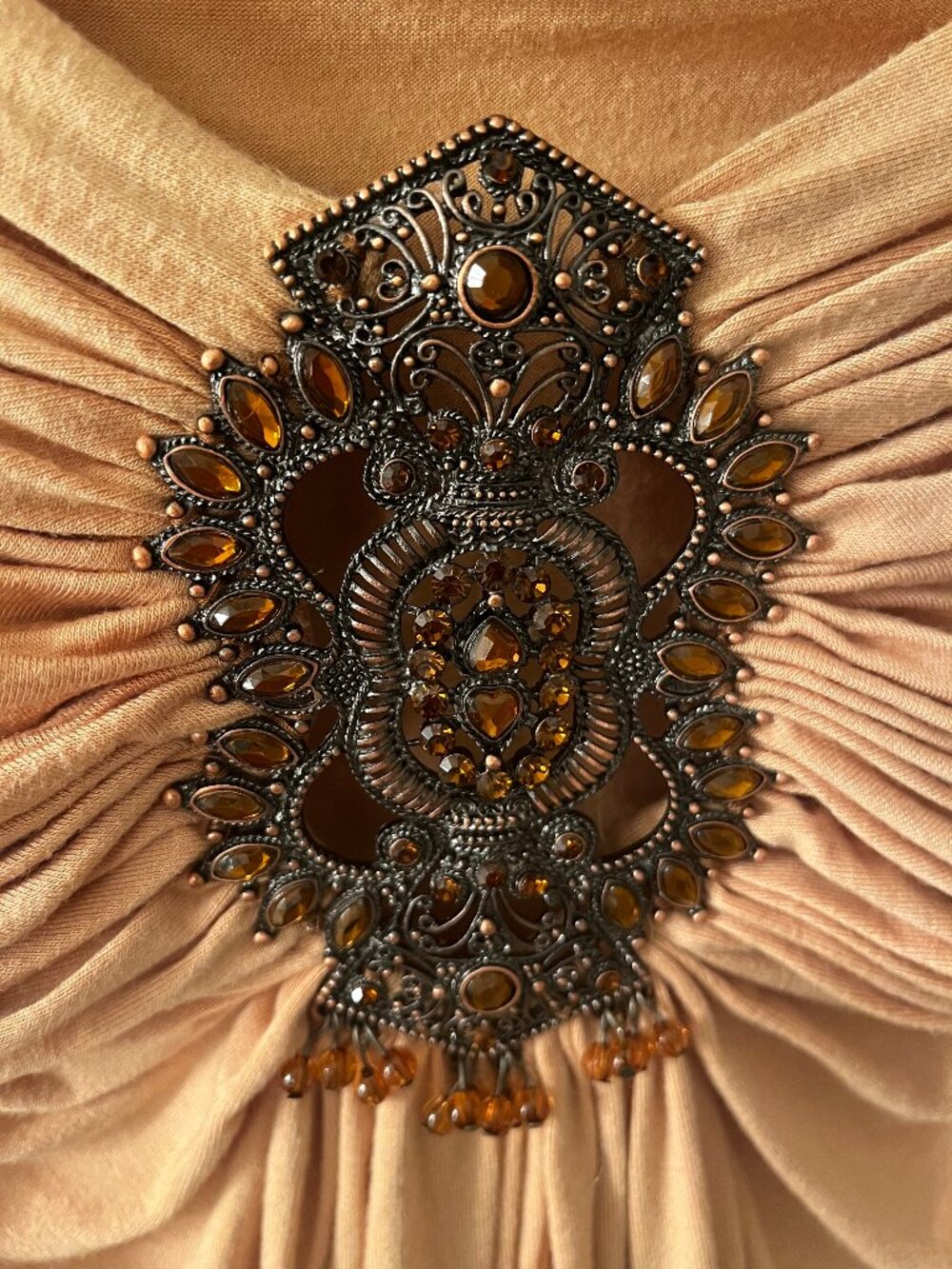 Y2K era Sky Top Strapless Jeweled Draped Top Size M - Picture 9 of 13